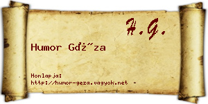 Humor Géza névjegykártya